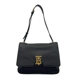 Auth Burberry - 8030179 Black Leather Shoulder Bag